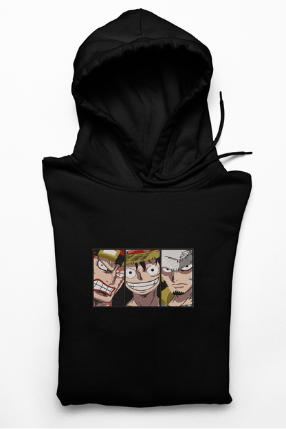 Hanorac anime brodat cu The Big 3 din One Piece