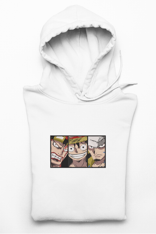 Hanorac anime brodat cu The Big 3 din One Piece