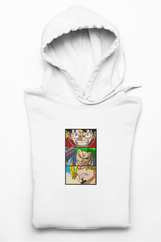 Hanorac anime brodat cu Luffy Sanji Zoro din One Piece