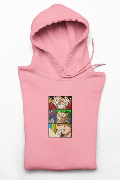 Hanorac anime brodat cu Luffy Sanji Zoro din One Piece