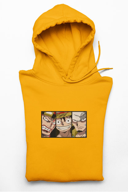 Hanorac anime brodat cu The Big 3 din One Piece